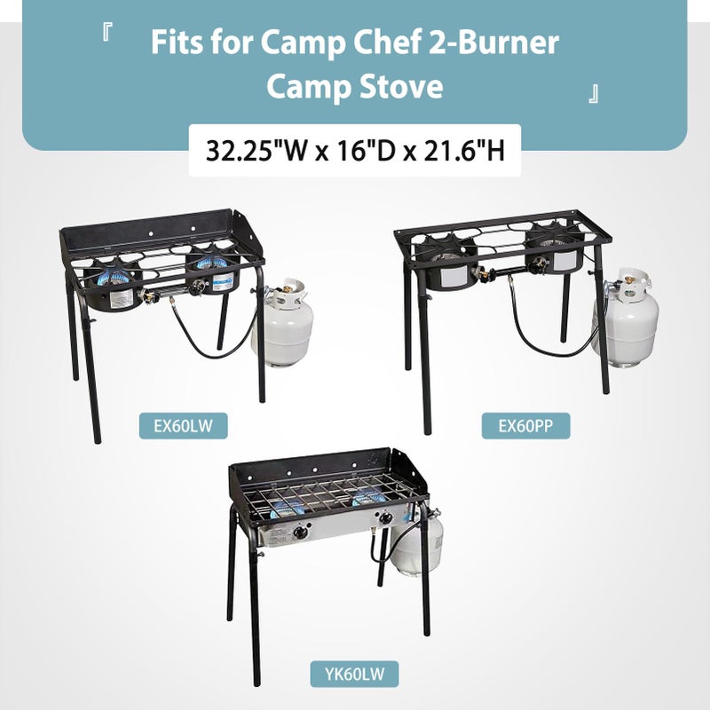 SHINESTAR Patio Cover for Camp Chef 2 Burner Stove, Also Fit Gas One B-5000 and More, Heavy Duty & Waterproof, 32.25W x 16D x 21.6H, Black - Image 2